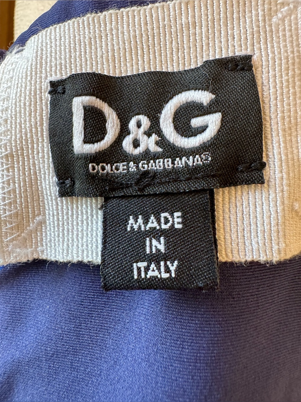 Vintage D&G Dolce & Gabbana Sleeveless Dress Blue with Striped Waistband Size 6 - Picture 8 of 12